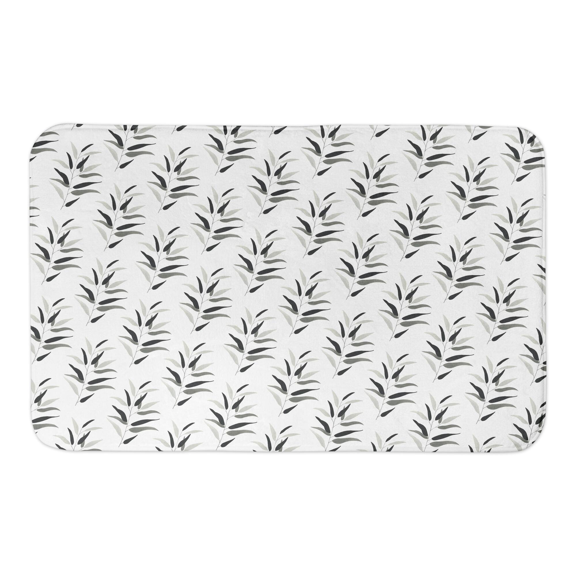 Dark Leaf Pattern 34" x 21" Bath Mat